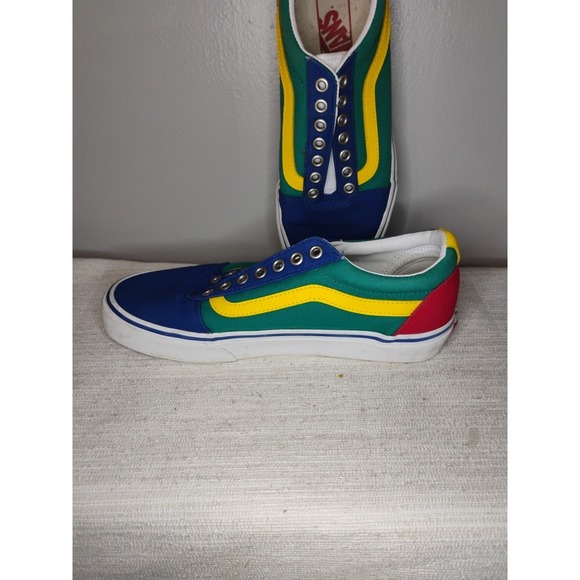 Vans Old Skool Men's 7 Off The Wall Laced Skate Shoes Blue Yellow Green Red Y2K - Picture 8 of 14